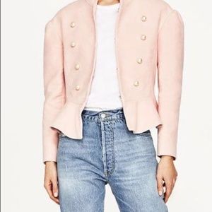 Zara Blush Peplum Pearl Jacket - XS